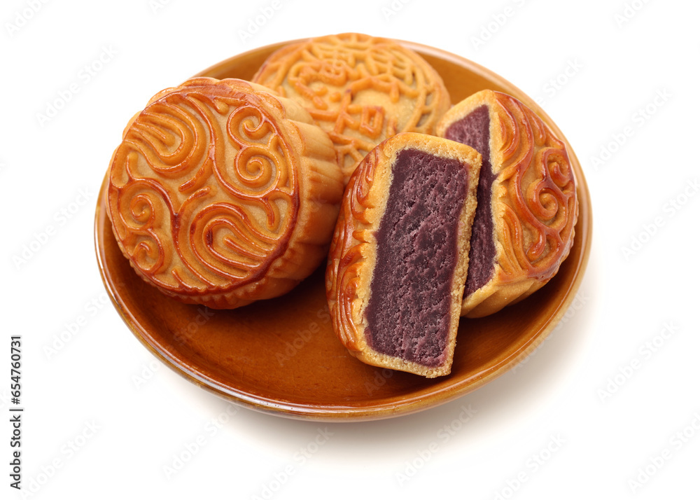 Canvas Prints Mid-Autumn Festival moon cake on white background 