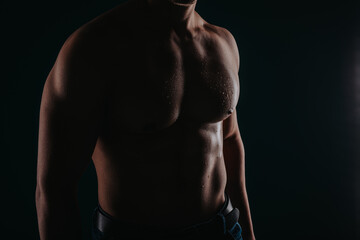 Fototapeta na wymiar Silhouette photo of sweaty male's torso.