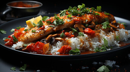 rice with seafood HD 8K wallpaper Stock Photographic Image