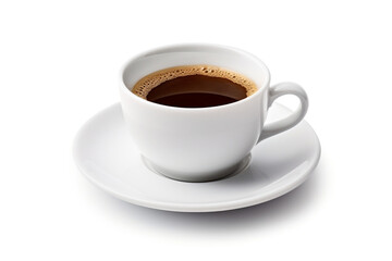 Tasty cup of black coffee on white background