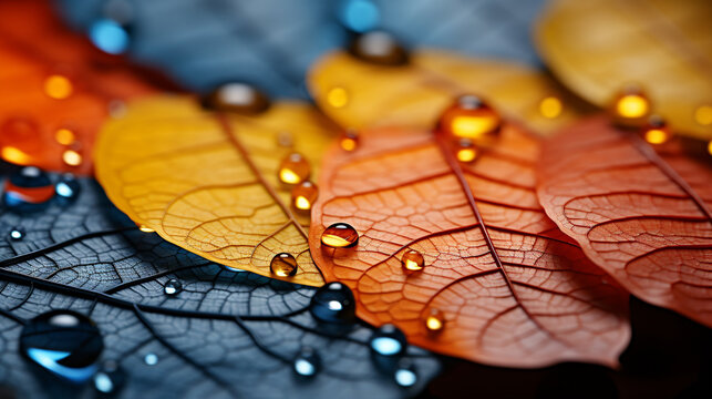 water drops on leaf HD 8K wallpaper Stock Photographic Image