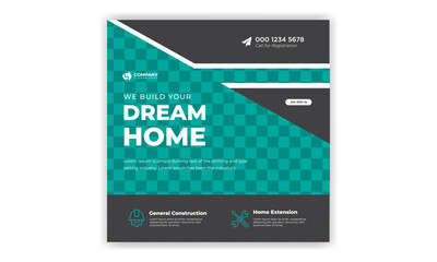 Real Estate Social media post banner design. Instagram post template. Digital marketing social media post design. Home Sale banner.