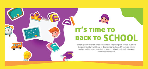 Flat design minimal back to school banner template