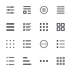 Hamburger menu icon set. Menu ui icons. Website navigation buttons. User interface design elements. Vector illustration.