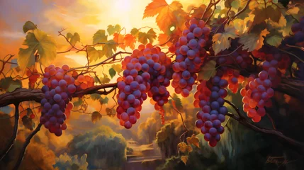 Zelfklevend Fotobehang A painting of a bunch of grapes © Rimsha