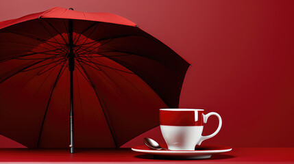 red umbrella and coffee cup