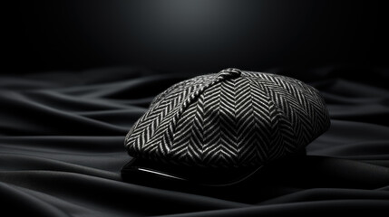 A cap  with black and white stripes