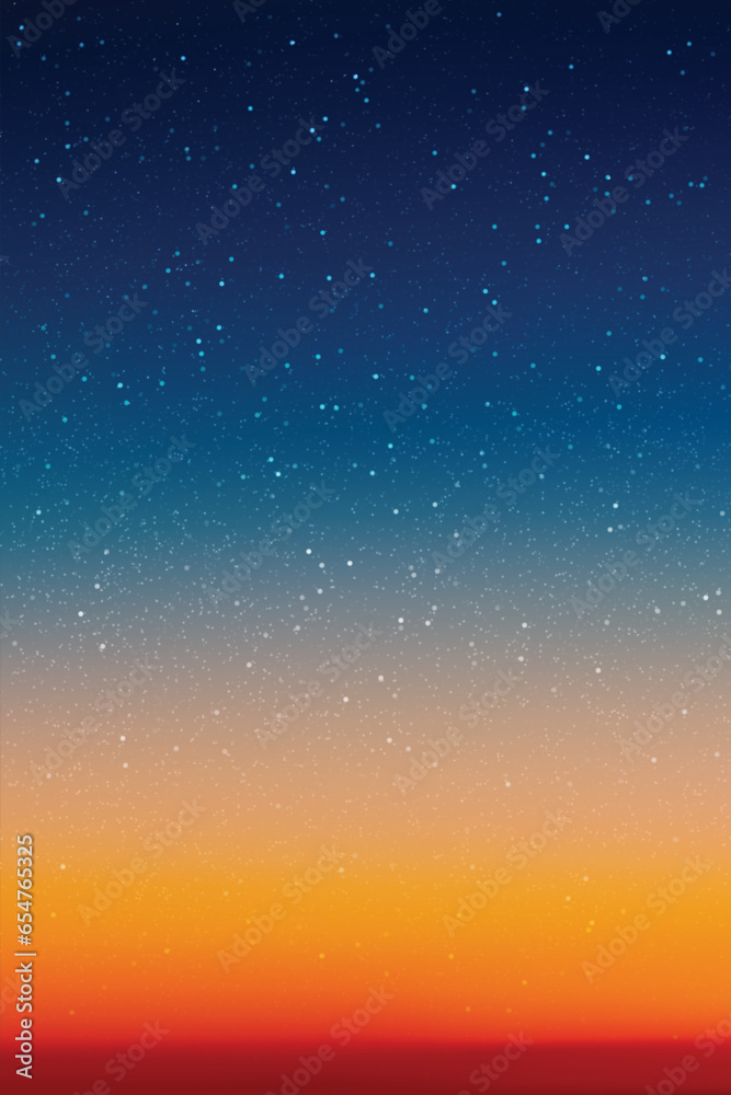 Sticker colorful evening sky. starry night. orange blue natural background