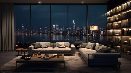 Grey living room interior