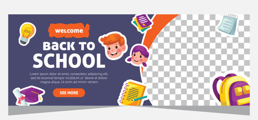 Back to school banner template. Vector design