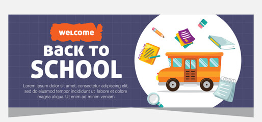 Horizontal banner for back to school. Template banner design