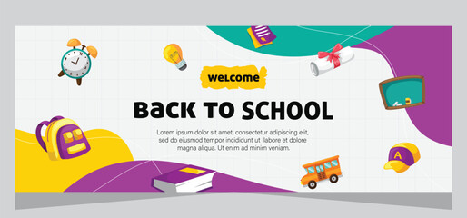 Fototapeta premium Back to school banner template. Vector design
