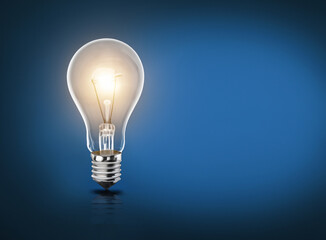 light bulb on blue background