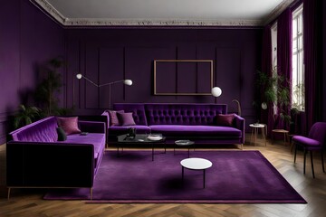 interior of a purple bedroom
