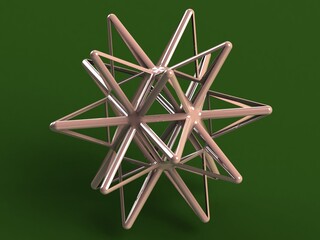 Wireframe Shape Great Stellated Dodecahedron 3D print model - obrazy, fototapety, plakaty