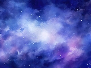 Watercolor purple and blue spiral galaxy painting: a mesmerizing celestial beauty for your creative projects.