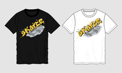 Skating typography t shirt design vector illustration ready to print isolated on black white template