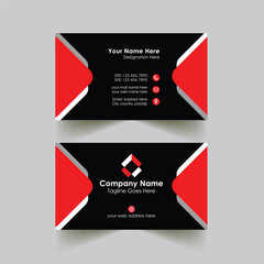 Modern creative  Black  Red business card design template Free vector visiting card
