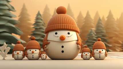snowman on the snow HD 8K wallpaper Stock Photographic Image