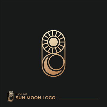Sun And Moon Gold Line Elegant Minimal Logo