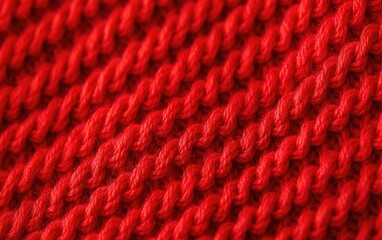 Close up of red knitted fabric textured background