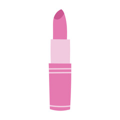 Beautiful pink color girl lipstick. Cute princess pomade. Cartoon vector illustration on white background - obrazy, fototapety, plakaty