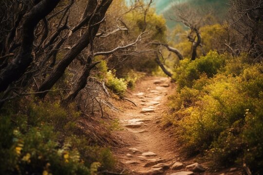 arrowed trail amidst nature. Generative AI