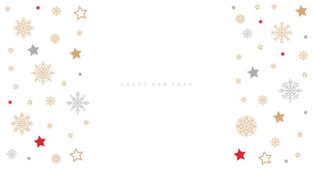 Hello winter, snowflakes, shop now, sale banner, colored snowflake set vector illustration, Merry Christmas pattern and Happy New Year card