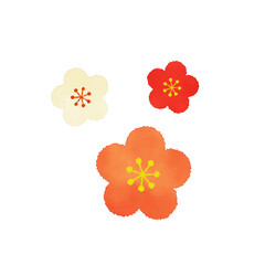 梅の花の水彩風イラスト
