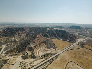 Bardenas Reale's desert in spain drone view