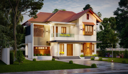 3d illustration of a newly built luxury home