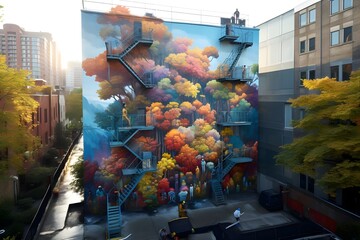 A captivating street mural, a burst of creativity in the concrete jungle.