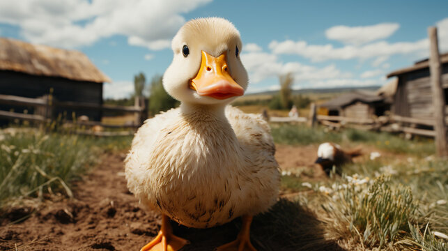 duck on a farm HD 8K wallpaper Stock Photographic Image
