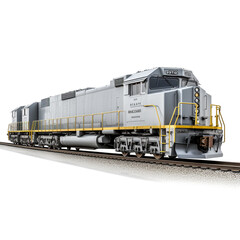 Fototapeta na wymiar Cargo locomotive on transparent background PNG. Rail transport.