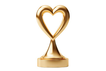 Golden love heart award trophy, cut out
