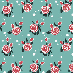 レトロな赤いバラのシームレスパターン
