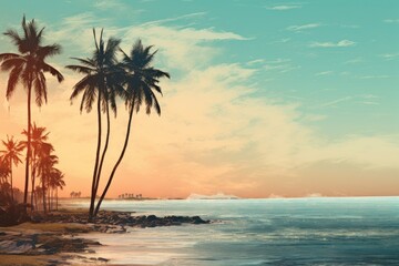 palm trees and turquoise sea on the coast
