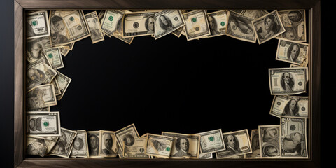 Money Photo Frame, 
Dollar Bill Art, 
Currency Collage Frame, 
Financial Decoration, 
Cash Photo Display