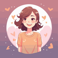 Cute Anime girl. Sweet Manga girl vector Hand drawn retro anime kawaii vector illustration. Set of cute animegirl. Happy kawaii anime girl face 