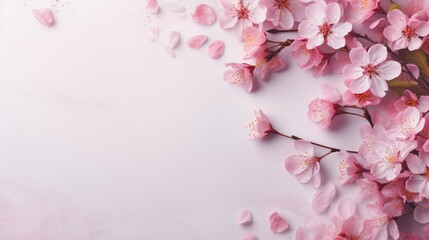 . Banner with frame made of rose flowers and green leaves on a pink background