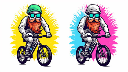 ciclismo esporte  personagem de clipart colorido. Design de desenho animado para impressão de camiseta, ícone, logotipo, etiqueta, patch ou adesivo. Ilustração vetorial