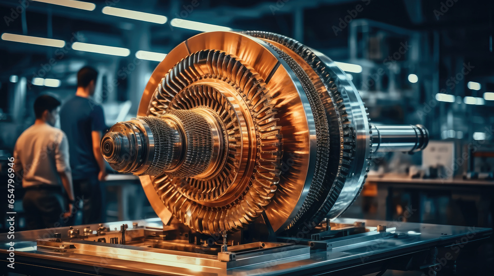 Poster Professional Jet Engine and Machinery Operators Collaborate on a New Type of a Electric Turbine Engine in Scientific Technology Lab.