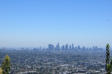 Obraz premium View of the Downtown Los Angeles Skyline, from the Griffith Observatory in Los Angeles, California, USA.