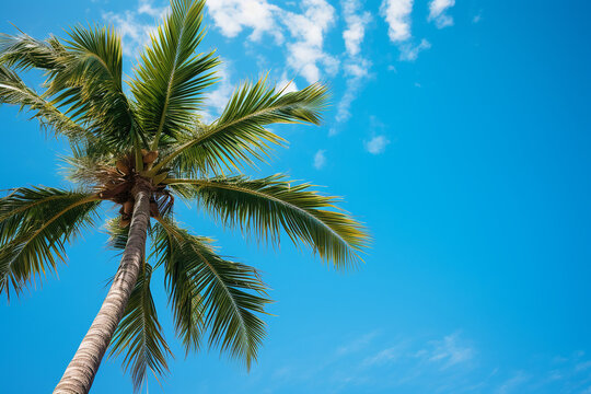 A palm tree and the blue sky