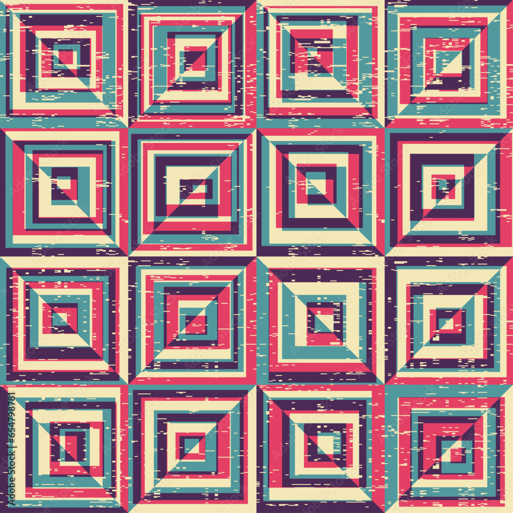 Poster geometric abstract pattern. geometric vintage risograph style. vector image.