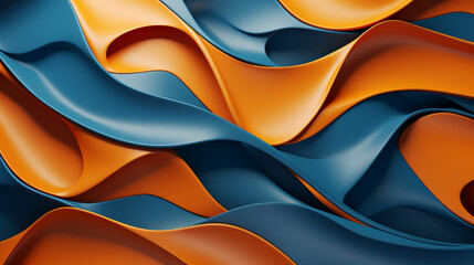 Abstract colorful paper patterns on red and blue background, in the style of colorful curves, light violet and orange, photorealistic details, engineering/ construction and design, new american color 