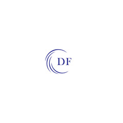 DF logo. D F design. White DF letter. DF, D F letter logo design. Initial letter DF linked circle uppercase monogram logo.