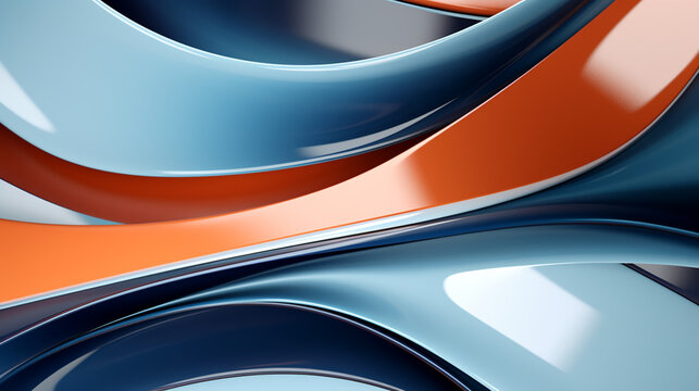 mage of a pattern with colors, in the style of rendered in cinema4d, opaque resin panels, light indigo and orange, curved mirrors, metallic finishes, interlocking shapes, smooth lines