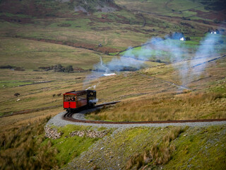 Fototapeta premium Views around Snowdon with trains running up to the summit