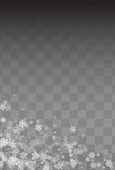 Silver Snowfall Vector Transparent Background.